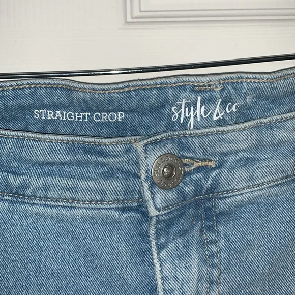 Style & Co. Straight Crop Distressed Jeans - Picture 3 of 4